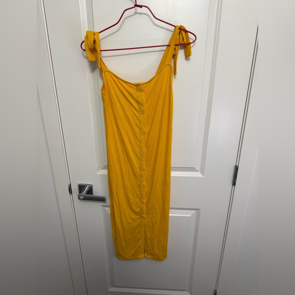 Forever 21 Mustard Button-Front Midi Dress in size M